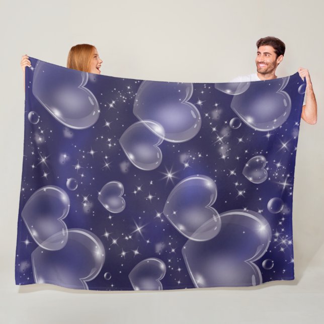 Cobertor De Velo Blue Bubble Hearts Bonito Girly 90's Style (In Situ)