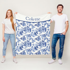 Cobertor De Velo Blue Chinoiserie Monogram