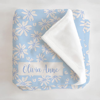 Cobertor De Velo Blue Daisy Floral Girls - Folheto Personalizado