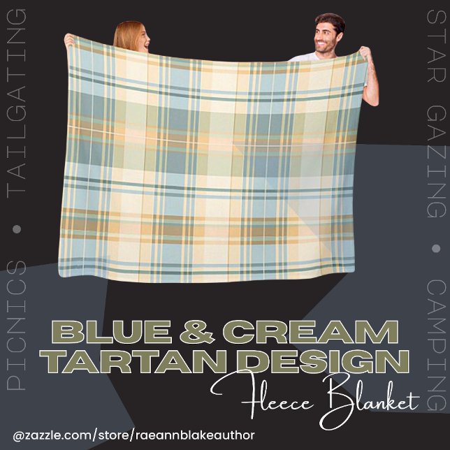 Cobertor De Velo Blue e Cream Tartan Design Fleece Blanket (Criador carregado)