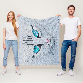 Cobertor De Velo Blue Eyed Fluffy Cat