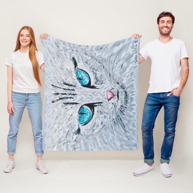 Cobertor De Velo Blue Eyed Fluffy Cat (In Situ)