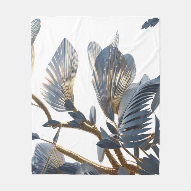 Cobertor De Velo Blue Floral Design Plant (Frente)