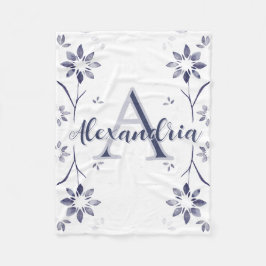 Cobertor De Velo Blue Floral Personalized Monogram Name