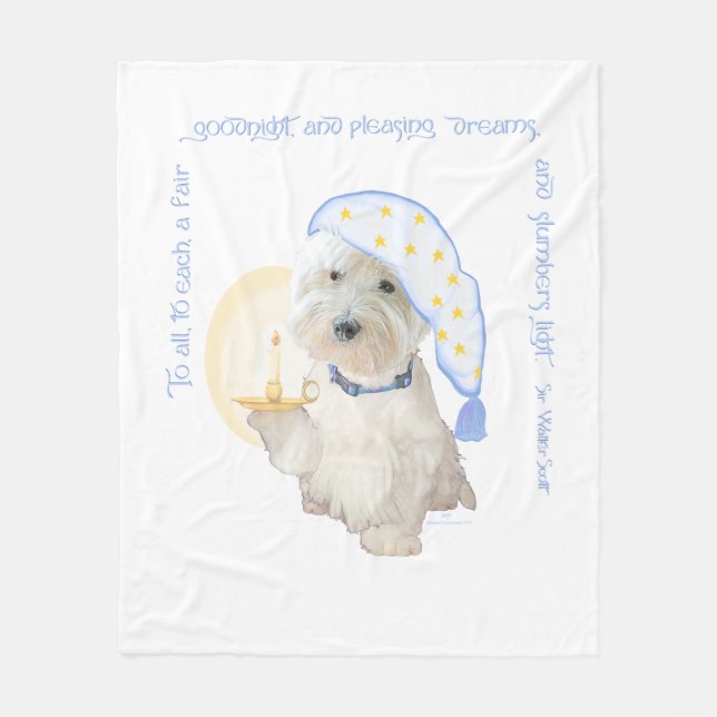 Cobertor De Velo Blue Goodnight Westie com Vela (Frente)