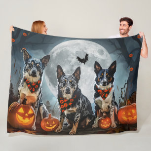 Cobertor De Velo Blue Heeler Halloween Spooky