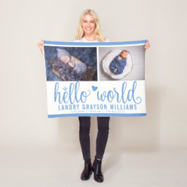 Cobertor De Velo Blue Hello World Monograma Baby Stat