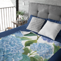 Blue Hydrangea Watercolor Floral Coastal