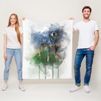 Cobertor De Velo Blue Leopard Catahoula em Watercolor