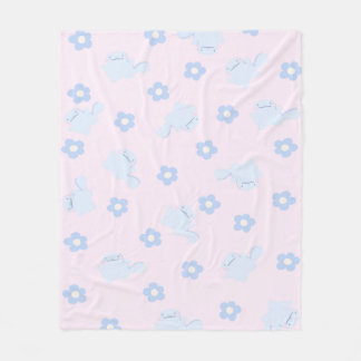Cobertor De Velo Blue Lizard Floral Fleece Blanket