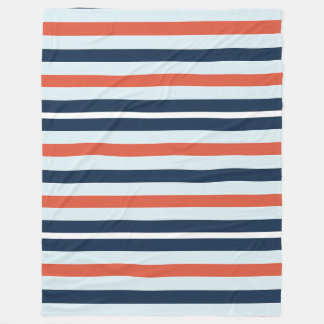 Cobertor De Velo Blue,Orange e White Stripe