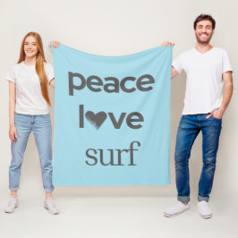 Cobertor De Velo Blue Peace Love Beach - Coastal Surfer Life Cozy
