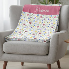 Cobertor De Velo Blue Pink Wildflower Botanical Custom Name