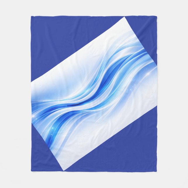 Cobertor De Velo Blue & Silver Abstract Wave Blanket – Modern Flowi (Frente)