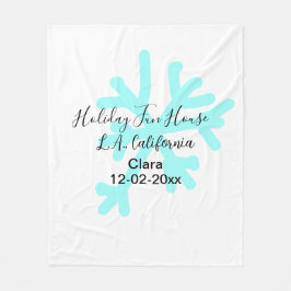 Cobertor De Velo Blue snowflakes holiday camping house place date