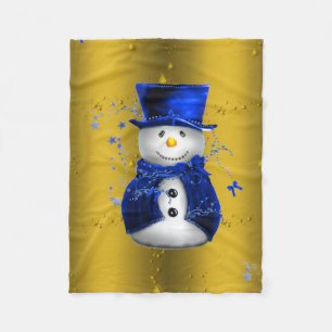 Cobertor De Velo Blue Snowman no Dourado Natal