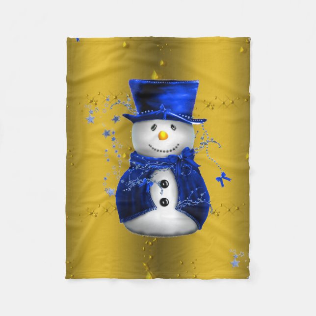 Cobertor De Velo Blue Snowman no Dourado Natal (Frente)