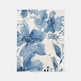 Cobertor De Velo Blue Watercolor Floral Painted Botanical Whimsical