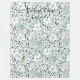 Cobertor De Velo Blue White Floral Dragonflies