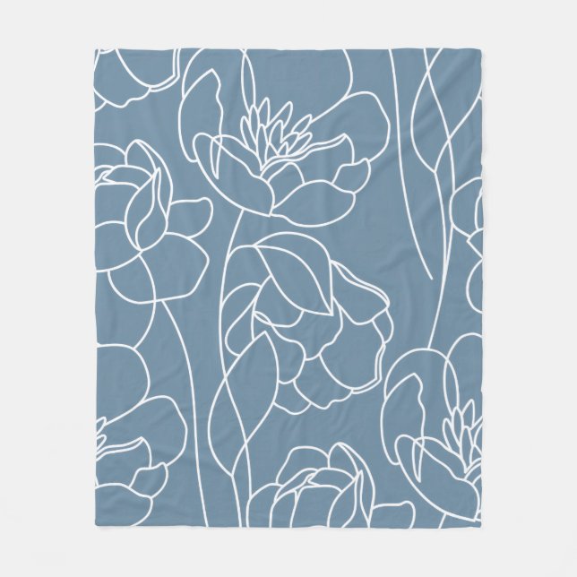Cobertor De Velo Blue White Modern Wildflower (Frente)