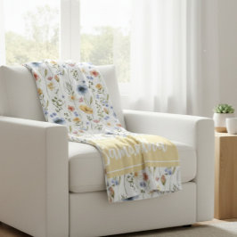 Cobertor De Velo Blue Yellow Pink Watercolor Wildflower Name