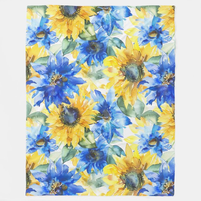 Cobertor De Velo Blue Yellow Sunflowers (Frente)