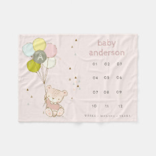 Cobertor De Velo Blush Bear Balloon Girly Monographic Etone