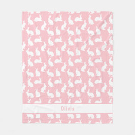Cobertor De Velo Blush Pink And White Bunny Pattern With Name