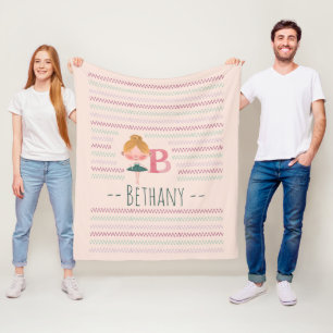 Cobertor De Velo Blush Pink Ballerina Monograma B - Arte Personaliz
