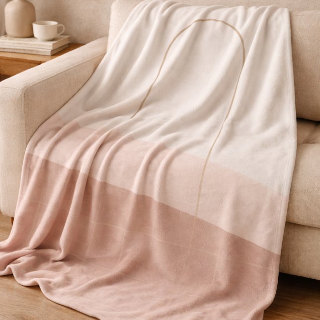 Cobertor De Velo Blush Taupe Arch Fleece Blanket (Ivory fleece with blush gradient and taupe arch detail, designed for layered neutral living.)
