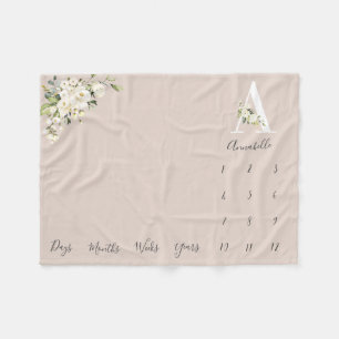 Cobertor De Velo Blush White Rose Floral - Letra Floral A Baby Mile