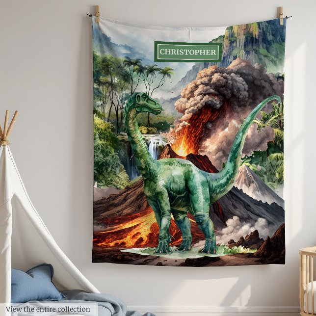Cobertor De Velo Boas Aniversário do Blanket com o Nome Dinossauro  (Boys Birthday Blanket with Name Dinosaur Design)