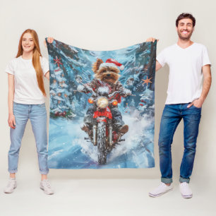 Cobertor De Velo Boewer Terrier Dog Dirigindo Motocicleta Natal