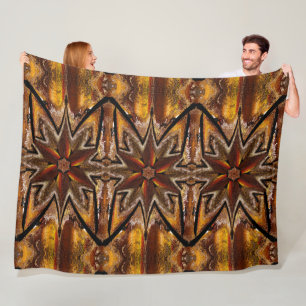 Cobertor De Velo Bohemian Abstrato A Dahlia em Dourado Cozy