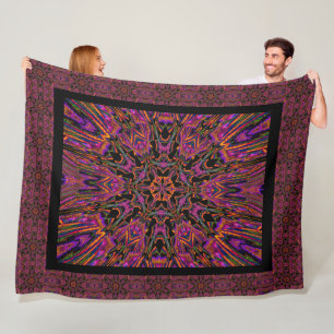 Cobertor De Velo Bohemian Black Daylily Patternou Cozy