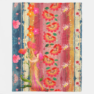 Cobertor De Velo Bohemian Floral Fleece Blanket