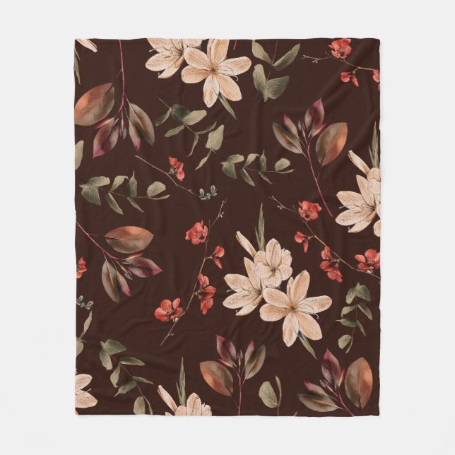 Cobertor De Velo Bohemian floral seamless pattern with dark brown b (Frente)