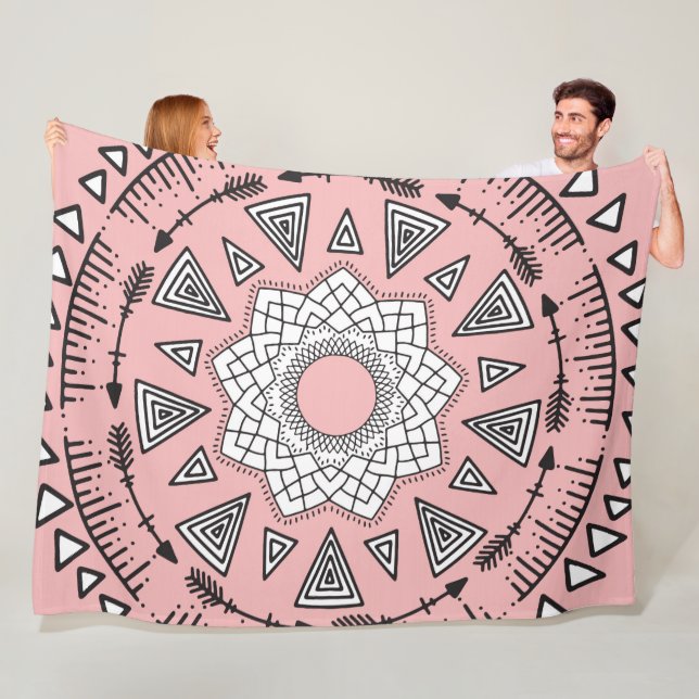 Cobertor De Velo Bohemian Pink Tribal Aztec Hipster Mandala (In Situ)