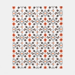 Cobertor De Velo Bohemian striped floral: vinheta desenhada à mão.