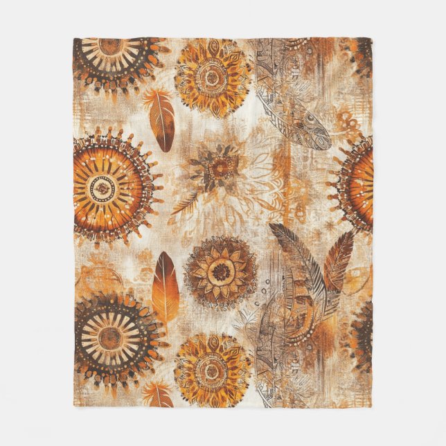 Cobertor De Velo Bohemian Sunflower Mandala (Frente)