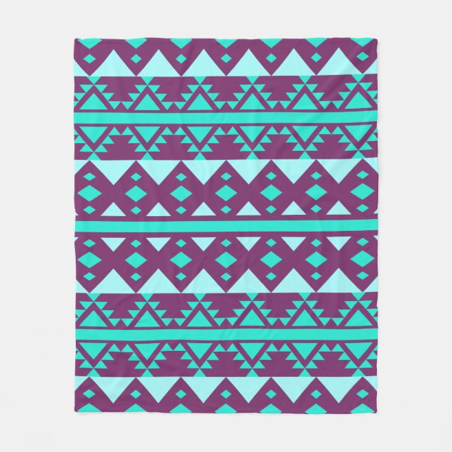 Cobertor De Velo Bohemian Teal Tribal Aztec (Frente)