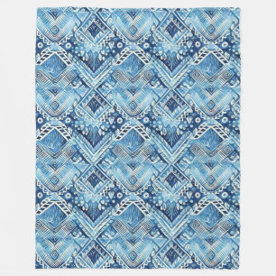 Cobertor De Velo Boho Azul Branco Corações Florais Abstrato