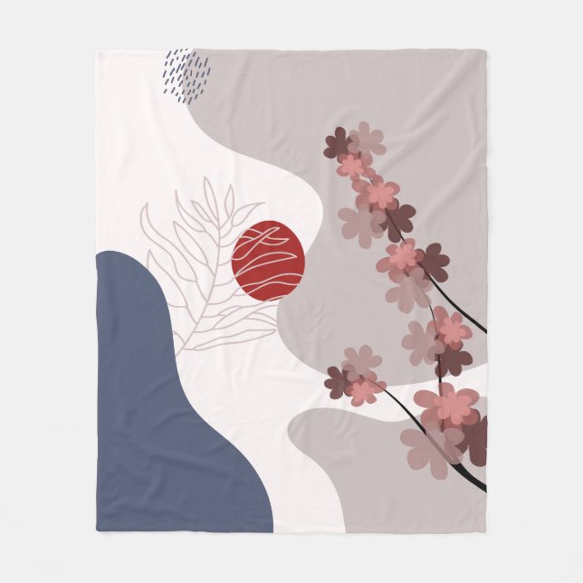 Cobertor De Velo Boho Azul Magenta Botânico (Frente)