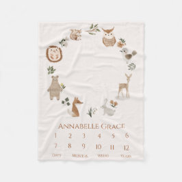 Cobertor De Velo Boho Baby Milestone Woodland Animal Wreath