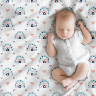 Cobertor De Velo Boho Baby Throw Pastel Marinho Rosa Estilo Arco-Ír