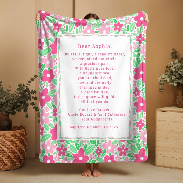 Cobertor De Velo Boho Baptism Gift Personal Prayer Fleece Blanket  (Criador carregado)