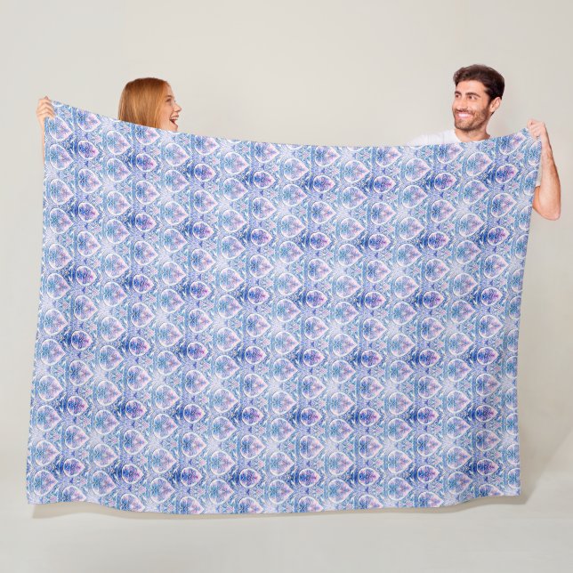 Cobertor De Velo Boho Blue e Purple Patterno Cozy Fleece Blanket (In Situ)
