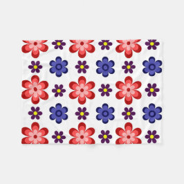 Cobertor De Velo Boho Blue Purple Red Flowers Small Fleece Blanket