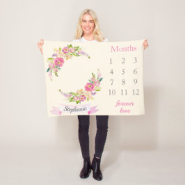 Cobertor De Velo Boho Blush PInk Floral Baby Girl Milestone Baby