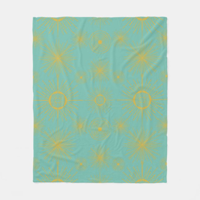 Cobertor De Velo Boho Celestial Sun Stars Turquoise Patterno (Frente)